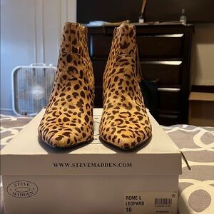 Steve Madden Tan Leopard Ankle Boots